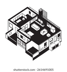 Home map silhouette in clean vector style. Perfect for real estate, location icons, property apps, and architecture designs. Fully editable EPS 10 for easy customization.