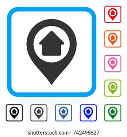 Home Marker icon. Flat grey pictogram symbol inside a light blue rounded rectangle. Black, gray, green, blue, red, orange color additional versions of Home Marker vector.