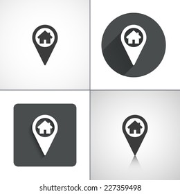 Home Marker. navigation icons. Set elements for design. Vector illustration.