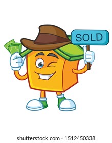 home mascot character with cowboy hat design vector