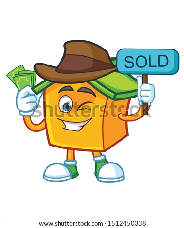 home mascot character with cowboy hat design vector