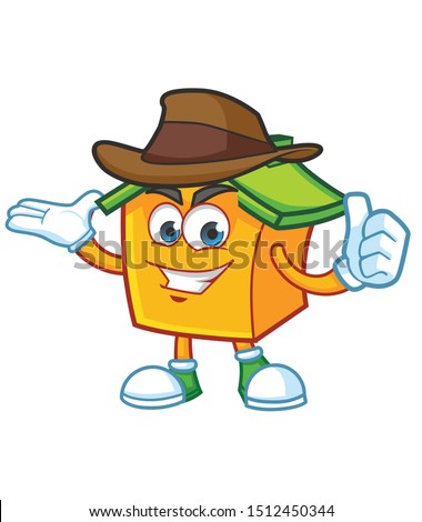 home mascot character with cowboy hat design vector