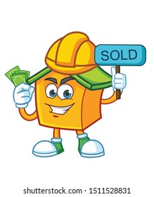 home mascot character design vector