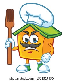 home mascot character design vector