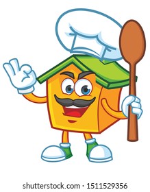 home mascot character design vector