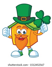 home mascot character design vector with patrick day custom