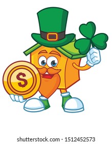 home mascot character design vector with patrick day custom