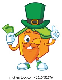 home mascot character design vector with patrick day custom