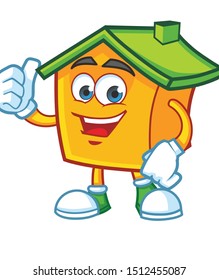home mascot character design vector