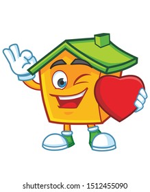 home mascot character design vector