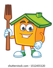 home mascot character design vector