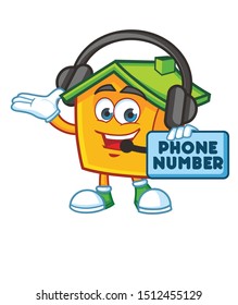 home mascot character design vector