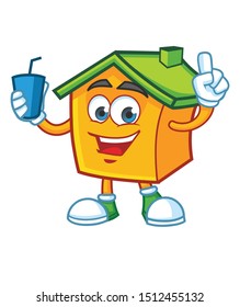 home mascot character design vector