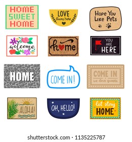 Home Mat Vector Welcome Doormat Of Front House Entrance