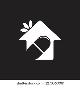 home of medicine leaf shape logo vector