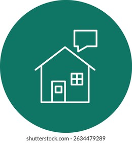 Home Message Vector Line Circle Icon Design
