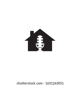 Home mic logo template vector icon design