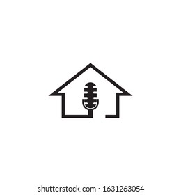 Home mic logo template vector icon design