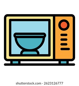Home microwave icon. Outline home microwave vector icon color flat isolated