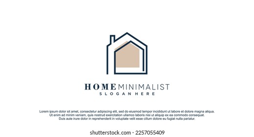 Home minimalist logo with creative lineart design icon vector illustration