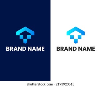 home with mobile data mark modern logo design template