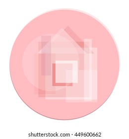 Home Modern Color Icon for web, app. New female concept design soft rose symbol. Logo in button, sign isolated on white. Vector illustration in creative style.