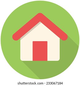 Home, modern flat icon with long shadow