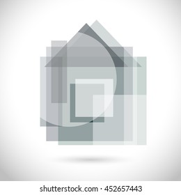 Home Modern greyscale color Icon for web, app. New polygonal concept, art design gray symbol. Logo geometric sign isolated on white. Vector illustration in creative style.