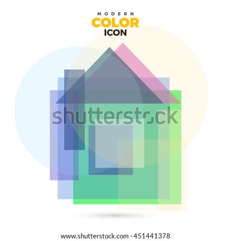 Home Modern varicolored lucent Icon for web, app. New concept geometric design, rainbow color symbol. Logo technology sign isolated on white. Vector illustration in creative style.