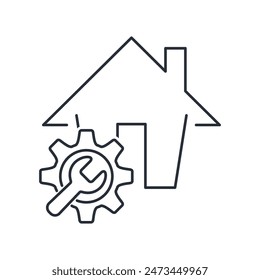 Home modernization, improvement. Vector linear icon isolated on white background.