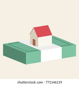 Home and money vector. Business vector. free space for text.