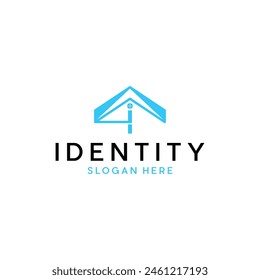 I Home monogram geometric logo design template icon