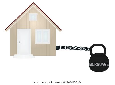 Home with mortgage dumbbell. vector