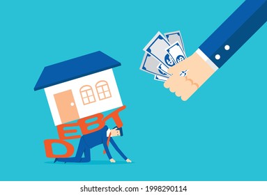 Home Mortgage Foreclosure Help Debt Loan, Vector Illustration Design Concept In Flat Style