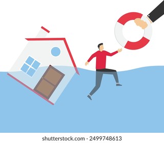 Ayuda hipotecaria del acreedor, Ilustración vectorial en estilo plano


