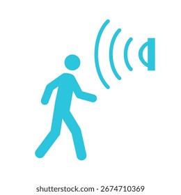 Home Motion Detector. Einzeln auf weißem Hintergrund. Blaues Symbol 