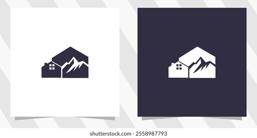 home with mountain logo design