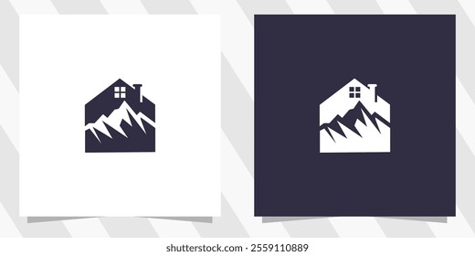 home with mountain logo design