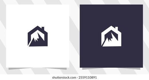 home with mountain logo design