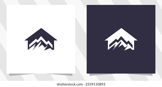home with mountain logo design