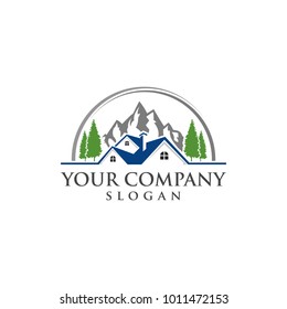 home and mountain logo design vector modern 