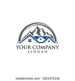 home and mountain logo design vector modern 
