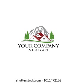 home and mountain logo design vector modern 