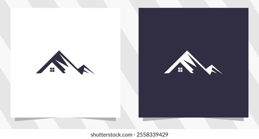 home with mountain logo design vector