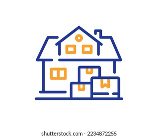 Home moving line icon. Package delivery sign. House storage symbol. Colorful thin line outline concept. Linear style home moving icon. Editable stroke. Vector