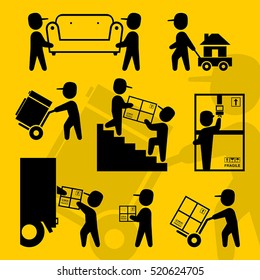 Home moving workers symbols