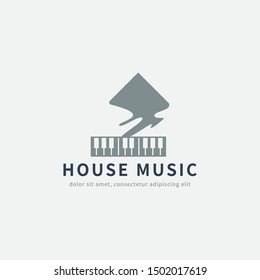 Home and music logo design. White isolated background
