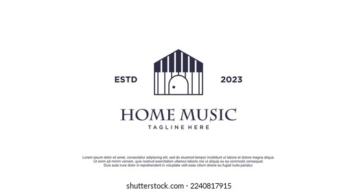 Home music logo with piano concept design icon vector illustration