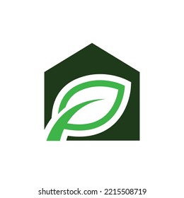 Home natural real estate logo. Home with leaf icon design. garden logo design