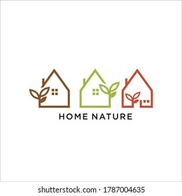home nature icon designs. flat, simple, modern home concept
